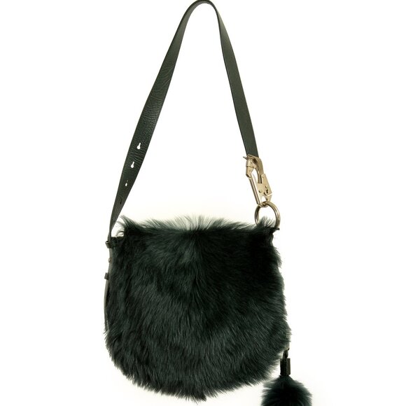 Burberry Women's "Small Knight" Textured Leather & Fur Handbag Shoulder Bag - Picture 1 of 11